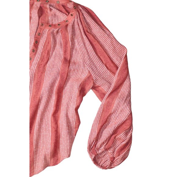 Free People Against All Odds Grommet Long Sleeve Balloon Sleeve Blouse Medium - Picture 6 of 13